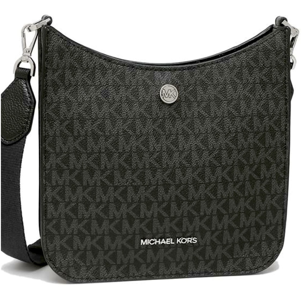 MICHAEL KORS Briley Small Logo Messenger Bag BLACK SIGNATURE COLOR